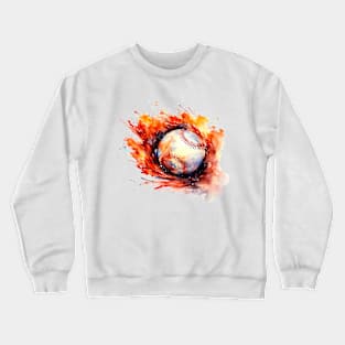 Flamming Baseball Watercolor Crewneck Sweatshirt